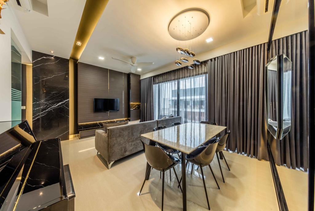 Modern, Condo, Dining Room, Jewel @ Buangkok, Interior Designer, Ciseern, Chair, Furniture, Electronics, Entertainment Center, Home Theater, Arch, Arched, Architecture, Building, Vault Ceiling, Conference Room, Indoors, Meeting Room, Room, Appliance, Electrical Device, Oven