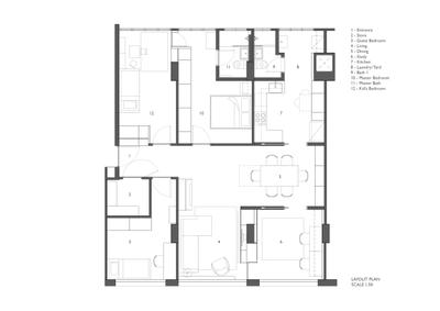 Bishan, JOW Architects, Contemporary, HDB, Floor Plan, Diagram, Plan