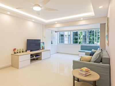 Clementi Street 41, Boonsiew D'sign, Minimalist, Living Room, HDB, Couch, Furniture, Indoors, Interior Design, White Board