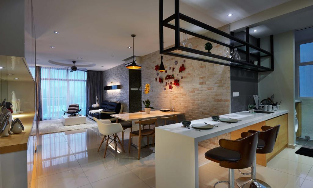 Contemporary, Condo, Dining Room, Midfields, Interior Designer, Surface R Sdn. Bhd., Dining Table, Furniture, Table, Chair, Indoors, Interior Design, Kitchen, Room