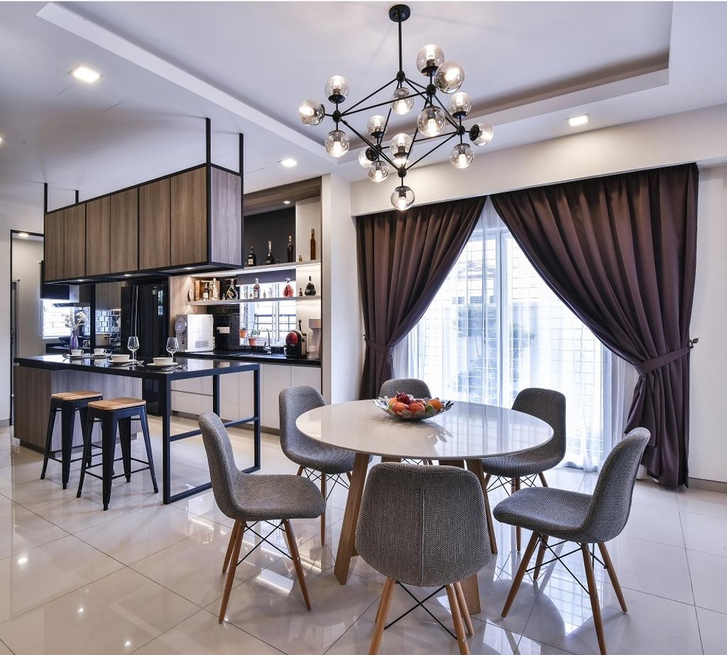 Contemporary, Landed, Dining Room, Michelle's Residence, Setia Indah, Interior Designer, Surface R Sdn. Bhd., Modern, Chair, Furniture, Dining Table, Table, Indoors, Interior Design, Room, Cushion, Headrest, Home Decor