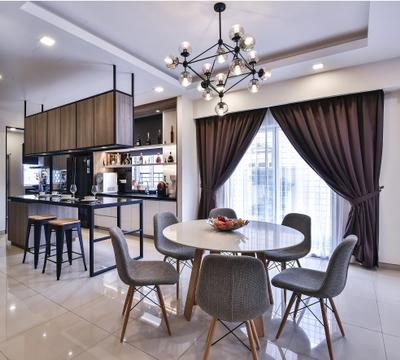 Michelle's Residence, Setia Indah, Surface R Sdn. Bhd., Contemporary, Modern, Dining Room, Landed, Chair, Furniture, Dining Table, Table, Indoors, Interior Design, Room, Cushion, Headrest, Home Decor