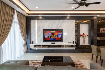 Ferringhi Residences, Wood & Col Interior Design, Transitional, Living Room, Landed, Electronics, Monitor, Screen, Tv, Television, Animal, Bird, Swallow, Indoors, Interior Design