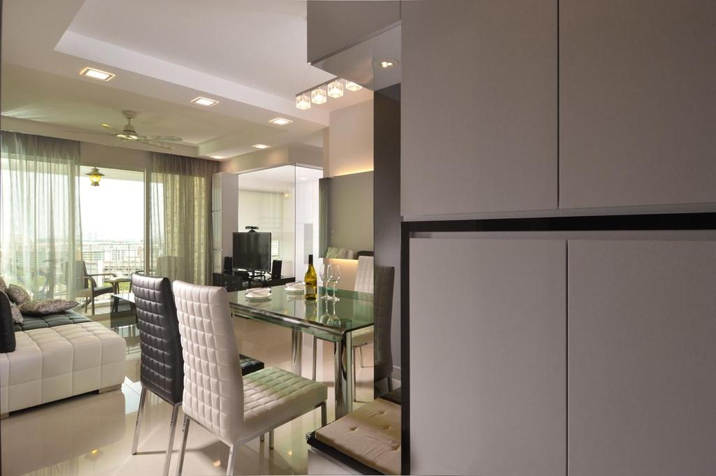 Contemporary, HDB, Dining Room, Ang Mo Kio Street 52, Interior Designer, Meter Square, Dining Table, Dining Chairs, Sofa, Curtain, Ceiling Fan, Down Lights, Chair, Furniture, Table, Indoors, Interior Design