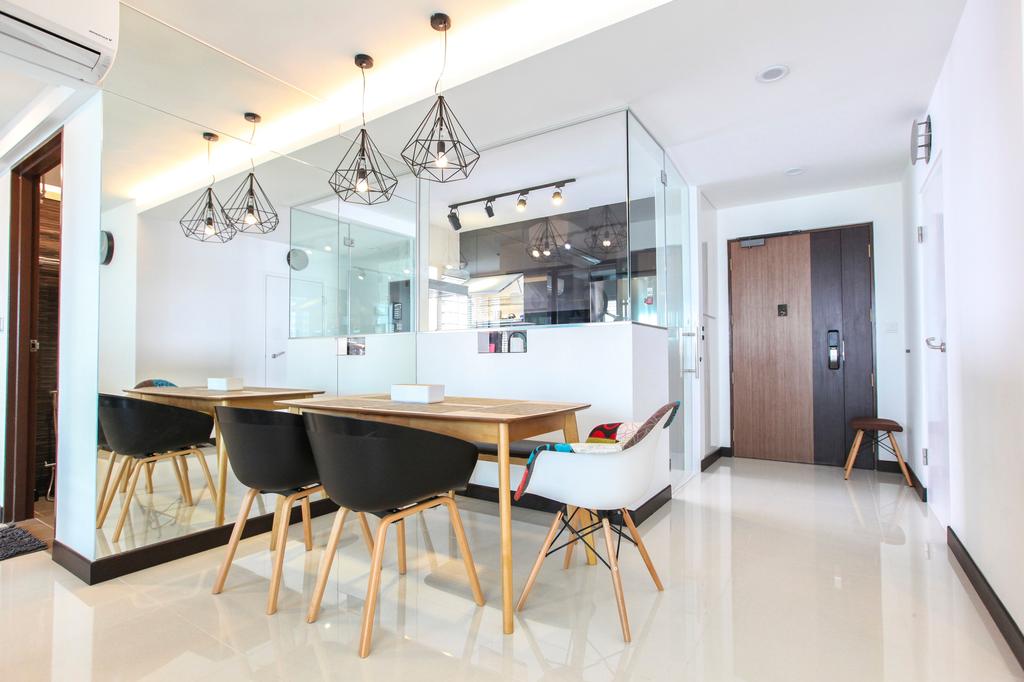Contemporary, HDB, Dining Room, Bukit Batok West Avenue, Interior Designer, 9's Interior, Molding, Chair, Furniture, Indoors, Interior Design, Room, Dining Table, Table