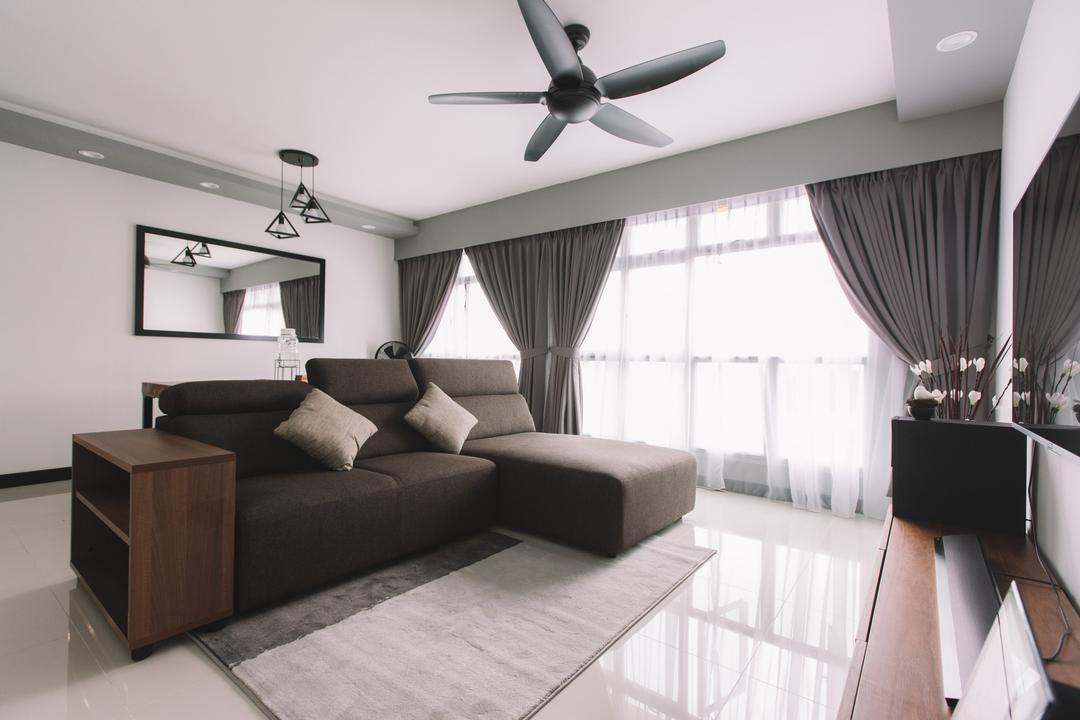 Sumang Lane, 9's Interior, Contemporary, Living Room, HDB, Couch, Furniture, Engine, Machine, Motor, Turbine