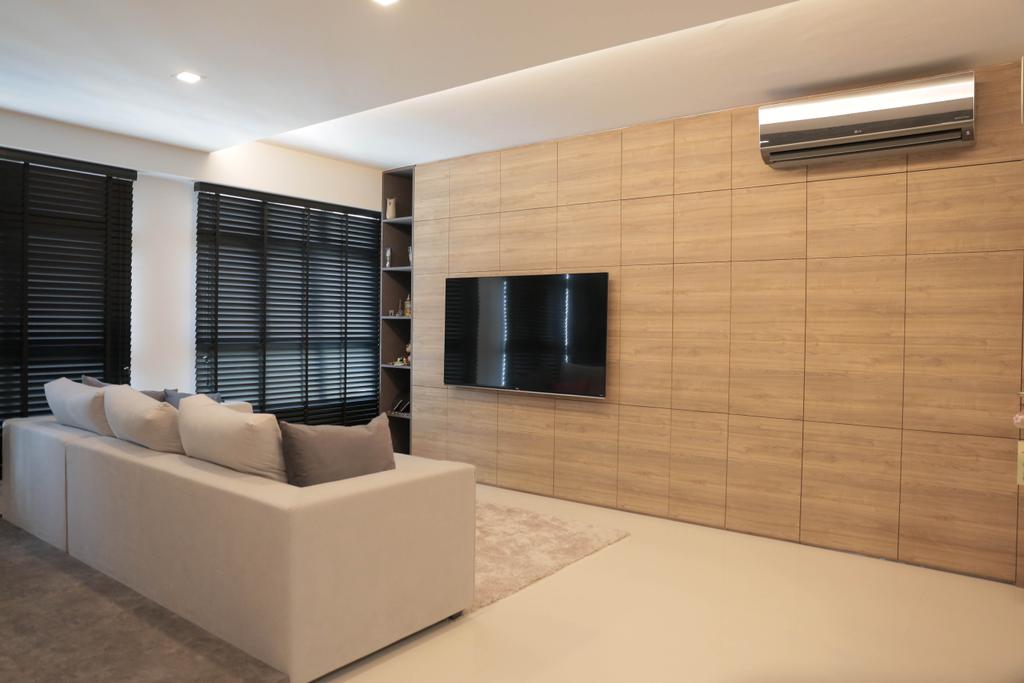 Minimalist, HDB, Living Room, Choa Chu Kang (Block 488C), Interior Designer, Forefront Interior, Couch, Furniture, Indoors, Interior Design