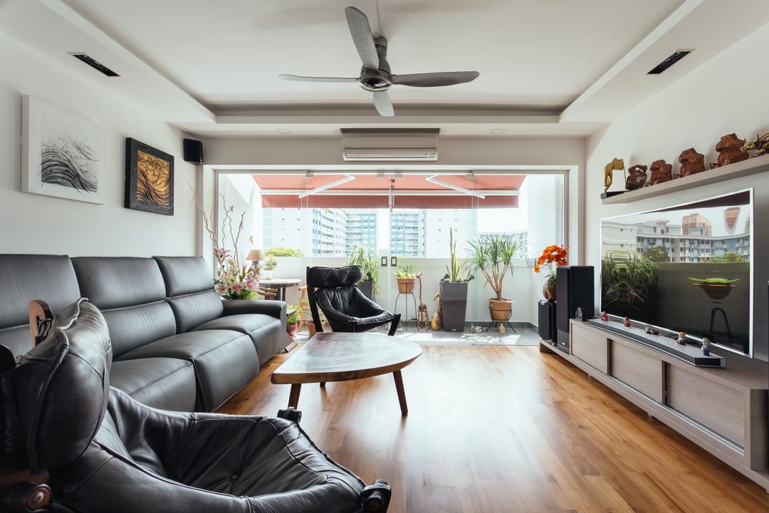 Bishan Summit, Schemacraft, Contemporary, Living Room, HDB, Couch, Furniture, Flora, Jar, Plant, Potted Plant, Pottery, Vase, Indoors, Interior Design, Propeller