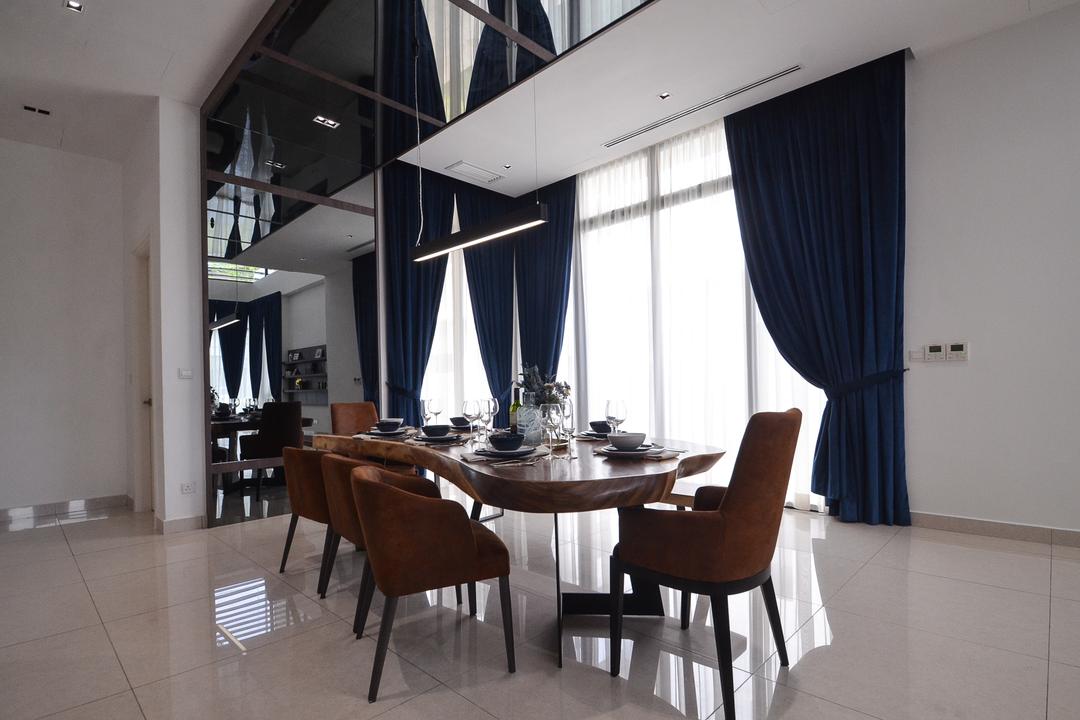 Long Branch Residence, Kota Kemuning, Zyon Studio Sdn. Bhd., Contemporary, Dining Room, Landed, Dining Table, Furniture, Table, Chair, Indoors, Interior Design, Room, Couch