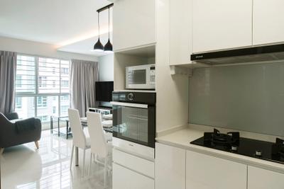 Punggol Drive, Cozy Ideas, Modern, Kitchen, HDB, Dining Table, Furniture, Table, Chair, Appliance, Electrical Device, Microwave, Oven