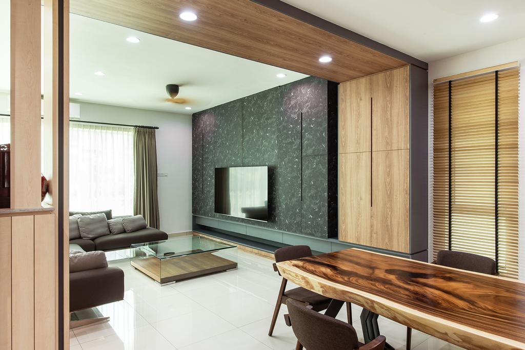 Contemporary, Landed, Living Room, Springfields Residence, Interior Designer, Pocket Square, Partition, Overhead Partition, Open Concept, Open Layout
