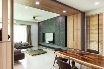 Springfields Residence, Pocket Square, Contemporary, Living Room, Landed, Partition, Overhead Partition, Open Concept, Open Layout