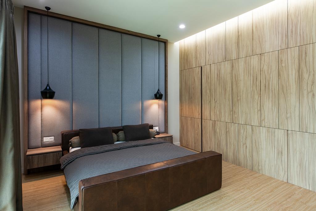 Contemporary, Landed, Bedroom, Springfields Residence, Interior Designer, Pocket Square, Tv Feature Wall, Warm And Cosy, Cosy, Feature Wall