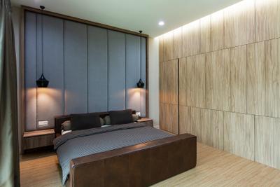 Springfields Residence, Pocket Square, Contemporary, Bedroom, Landed, Tv Feature Wall, Warm And Cosy, Cosy, Feature Wall
