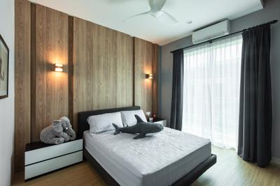 Springfields Residence, Pocket Square, Contemporary, Bedroom, Landed, Tv Feature Wall, Wall Sconce, Wall Lamp, Feature Wall