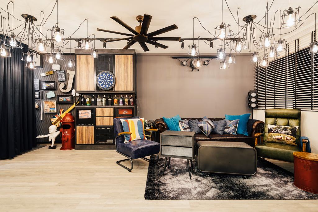 Contemporary, HDB, Living Room, Bedok South Road, Interior Designer, Fineline Design, Industrial