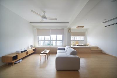 Yishun Avenue 4, D5 Studio Image, Minimalist, Living Room, HDB, Window Settee, Platform, Open Concept, Storage, Downlight, Japandi
