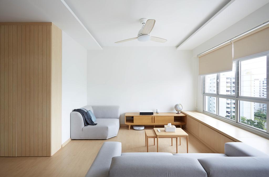 Minimalist, HDB, Living Room, Yishun Avenue 4, Interior Designer, D5 Studio Image, Muji, Japanese, Zen, Simple, Modular Sofa