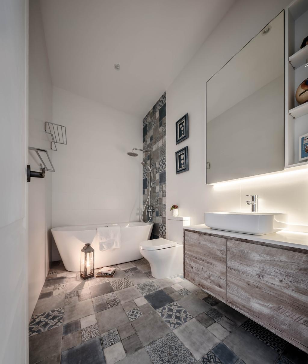 Contemporary, Landed, Bathroom, Jalan Bangsawan, Interior Designer, Weiken.com, Minimalist, Freestanding Tub, Bathtub