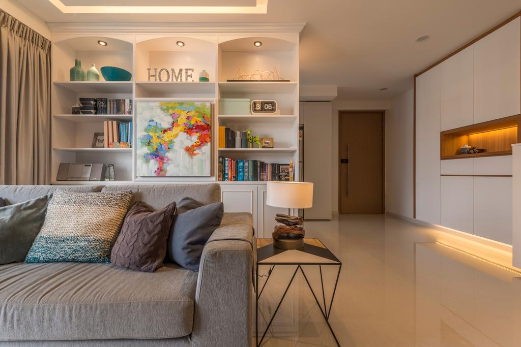 Contemporary, Condo, Living Room, Q Bay Residences, Interior Designer, Earth Interior Design Pte Ltd