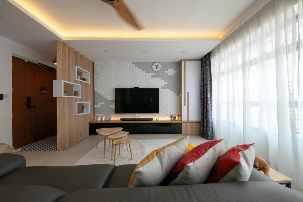 Modern, HDB, Living Room, Bukit Batok, Interior Designer, Space Atelier, Scandinavian