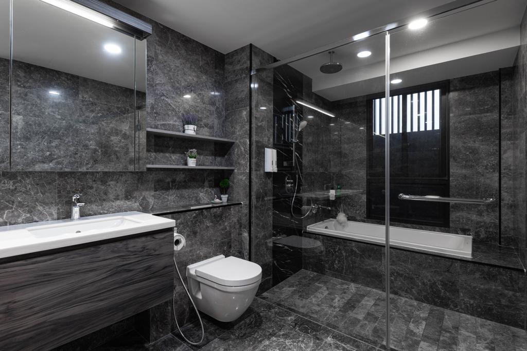 Contemporary, Landed, Bathroom, Eng Kong Terrace, Interior Designer, Hygge Design, Bathtub, Sunken Bath