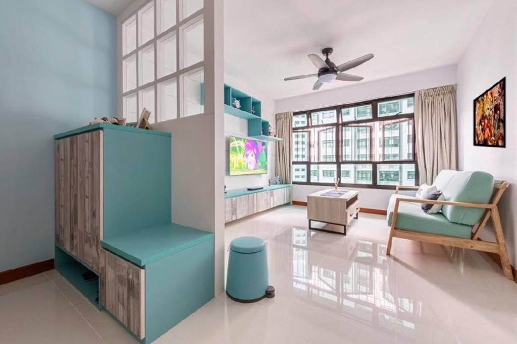 Minimalist, HDB, Living Room, Keat Hong Mirage, Interior Designer, Le Bleu Art
