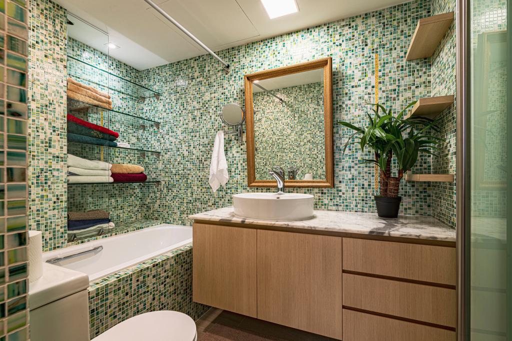 Modern, Condo, Bathroom, The Plaza @Beach Road, Interior Designer, VNA Design, Mosaic Tiles, Bathtub