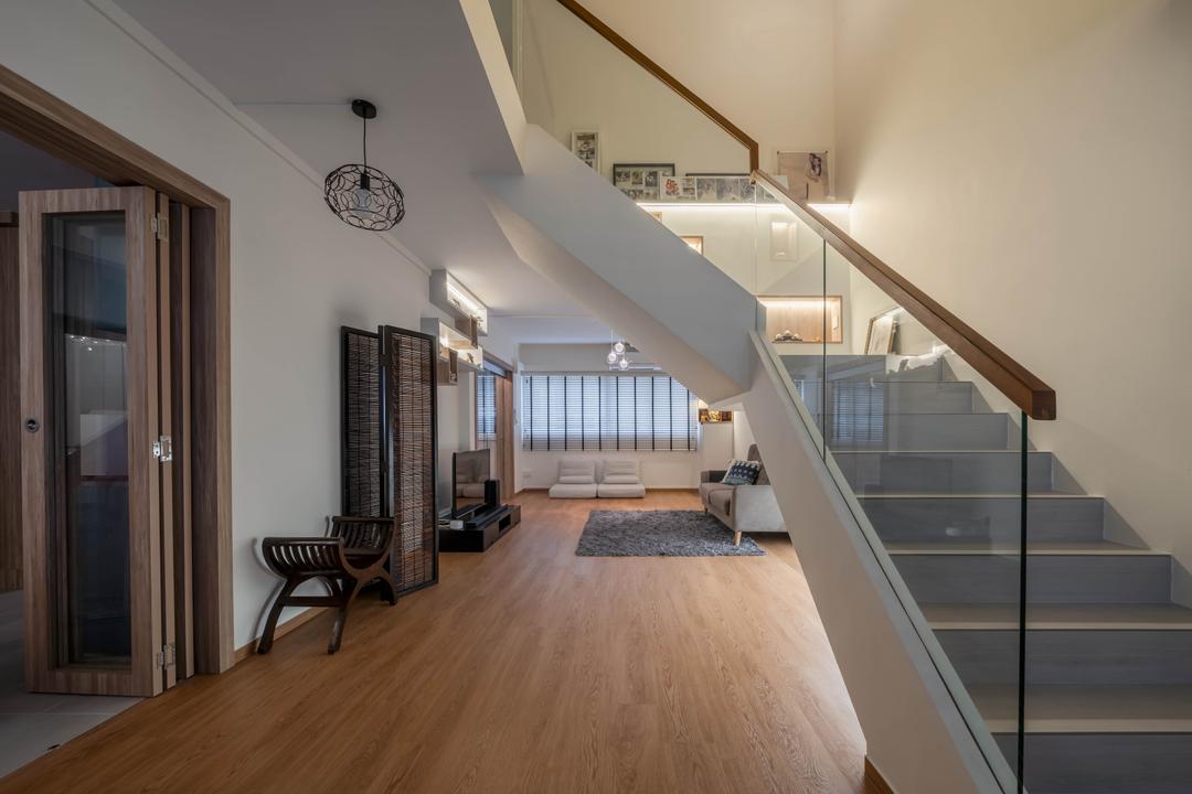 Serangoon Central, Zenith Arc, Contemporary, Modern, Living Room, HDB, Maisonette, Staircase, Stairs