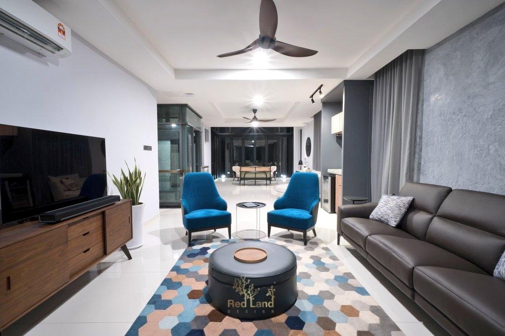 Eclectic, Landed, Living Room, Golf View Residence, Perak, Interior Designer, Red Land Design