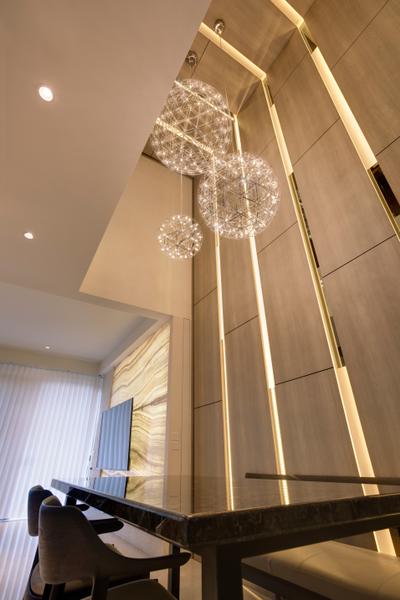 Belgravia Villas, The Design Practice, Contemporary, Dining Room, Landed, High Ceiling, Wall Light