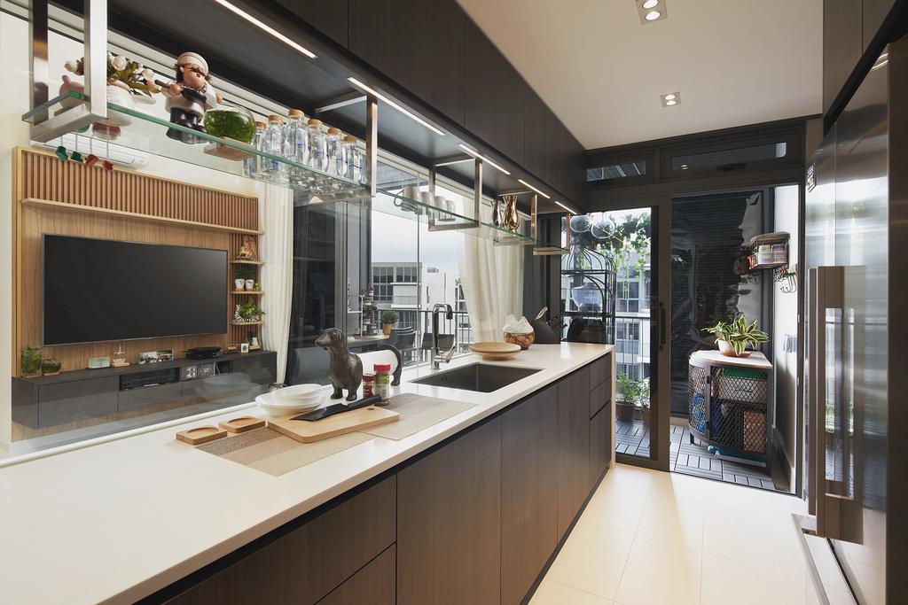 Modern, Condo, Kitchen, Yishun Central 1, Interior Designer, Black N White Haus, Contemporary