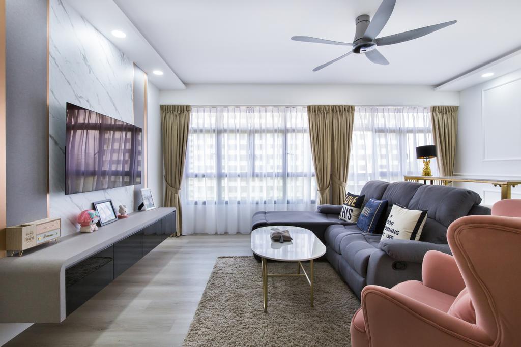 Contemporary, HDB, Living Room, Tampines North Drive 1, Interior Designer, Project Guru