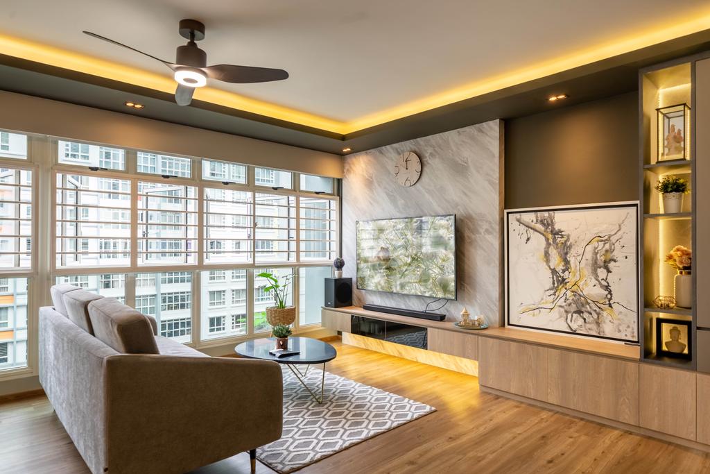Modern, HDB, Living Room, Punggol Drive, Interior Designer, Design 4 Space, Contemporary