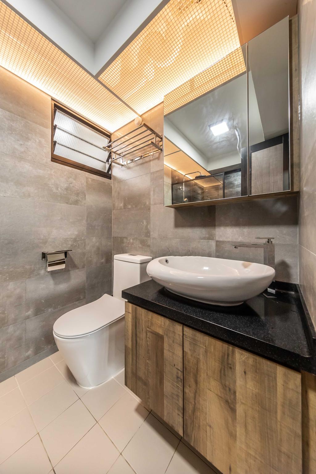 Scandinavian, HDB, Bathroom, Yishun Avenue 6, Interior Designer, Swiss Interior Design, Industrial