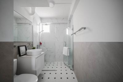 Holland Drive, Ethereall, Contemporary, Bathroom, HDB, Monochrome, White And Grey