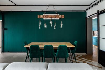 Sengkang East Way, Jialux Interior, Contemporary, Dining Room, HDB, Green, Teal