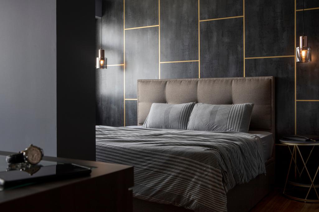 Contemporary, HDB, Bedroom, Canberra Road, Interior Designer, Ascend Design, Black, Feature Wall