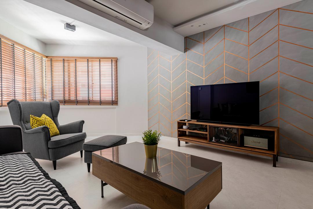 Yishun Street 71, New Chapter Design.com, Contemporary, Living Room, HDB, Awkward Layout