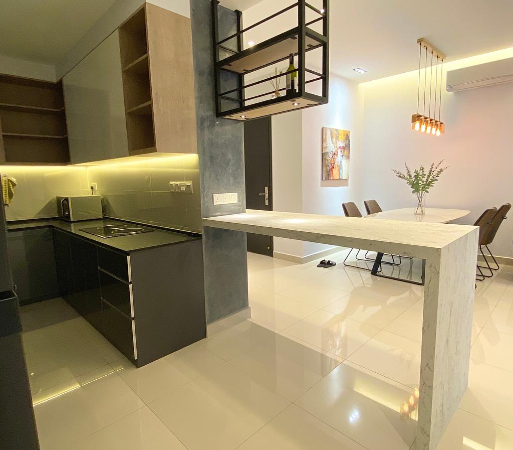 Modern, Condo, Kitchen, Setia Sky Vista Condo, Penang, Interior Designer, Catappa Design Studio, Contemporary