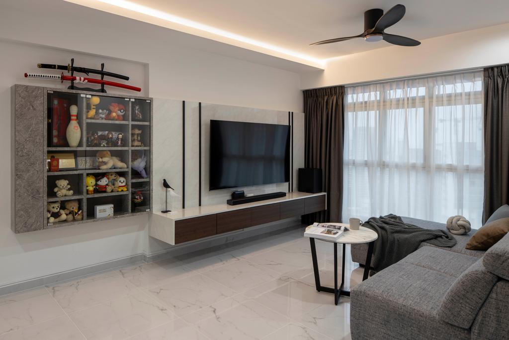 Modern, HDB, Living Room, Jelebu Road, Interior Designer, Aestherior, Contemporary