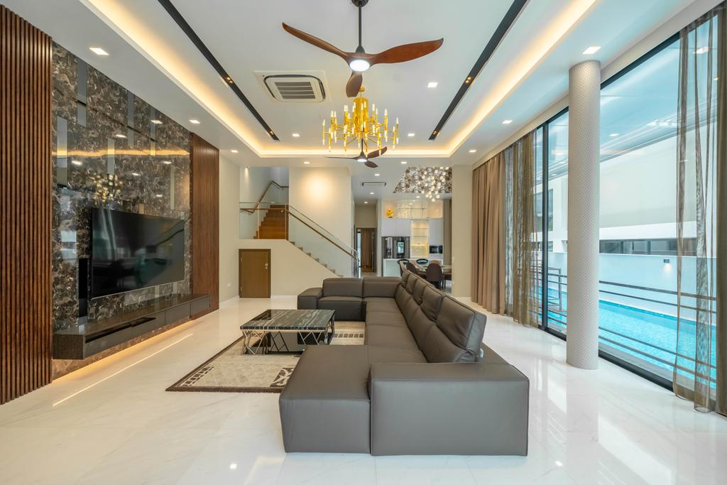 Modern, Landed, Living Room, Jalan Redop, Interior Designer, Design 4 Space