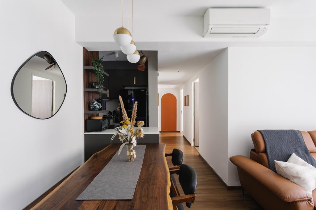 Contemporary, HDB, Living Room, Pasir Ris One, Interior Designer, ELPIS Interior Design, Dining Room, Wooden Dining Table