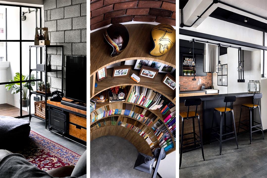 Family’s HDB Maisonette Has 5.5m-Tall Library and Café Vibes