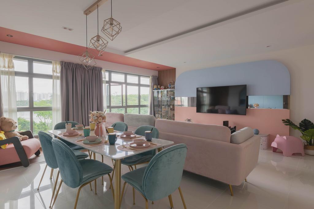 Contemporary, HDB, Living Room, Upper Serangoon View, Interior Designer, Urban Home Design 二本設計家, Eclectic