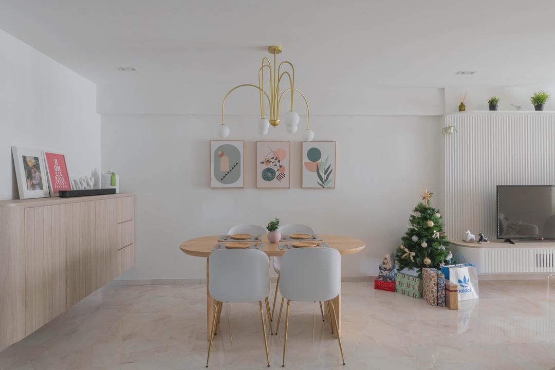 Bishan Street 22, Urban Home Design 二本設計家, Scandinavian, Dining Room, HDB, Christmas Tree