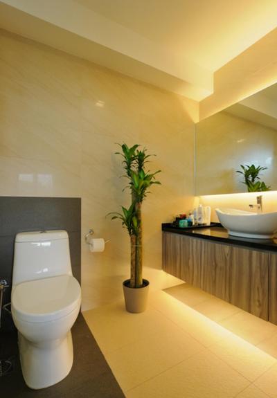 Butterfly Avenue, Icon Interior Design, Traditional, Bathroom, Landed, Concealed Lighting, Vessel Sink, Bathroom Counter, Mirror, Plants, Wood, Laminates, Wood Laminate, Marble Wall, Tile, Tiles, Flora, Jar, Plant, Potted Plant, Pottery, Vase, Bamboo, Indoors, Interior Design, Room