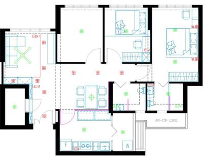 Hougang Street 32, Ataz Haus Interior Design, Contemporary, HDB, 4 Room Hdb Floorplan, 4 Room Type 2, Final Floorplan