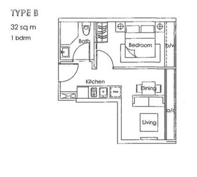 Vibes @ East Coast, Design 4 Space, Minimalist, Condo, 1 Bedder Condo Floorplan, Type B, Original Floorplan