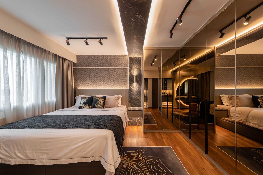 Contemporary, HDB, Bedroom, Pasir Ris Street 53, Interior Designer, Ciseern, Modern, Modern Luxury, Ceiling Design, Mirror, Cove Light